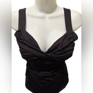 Abercrombie & Fitch Soft Collection Black Thong Bodysuit Sz M Rusched Bust